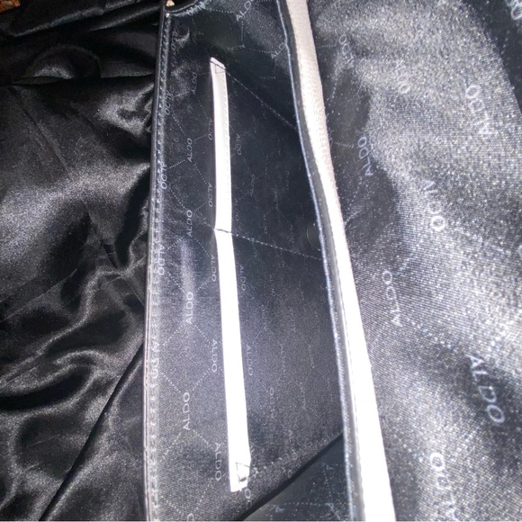 Aldo ANNIEBROOK Cream, tan and Snake Print Shoulder Bag. Elegant accent bow. - Picture 14 of 15